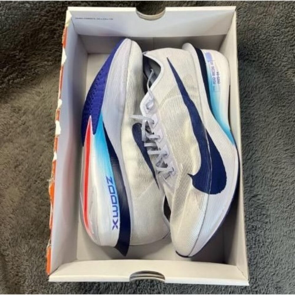 Nike White Navy Blue Gradient ZoomX Vaporfly NEXT%4 Running Shoes